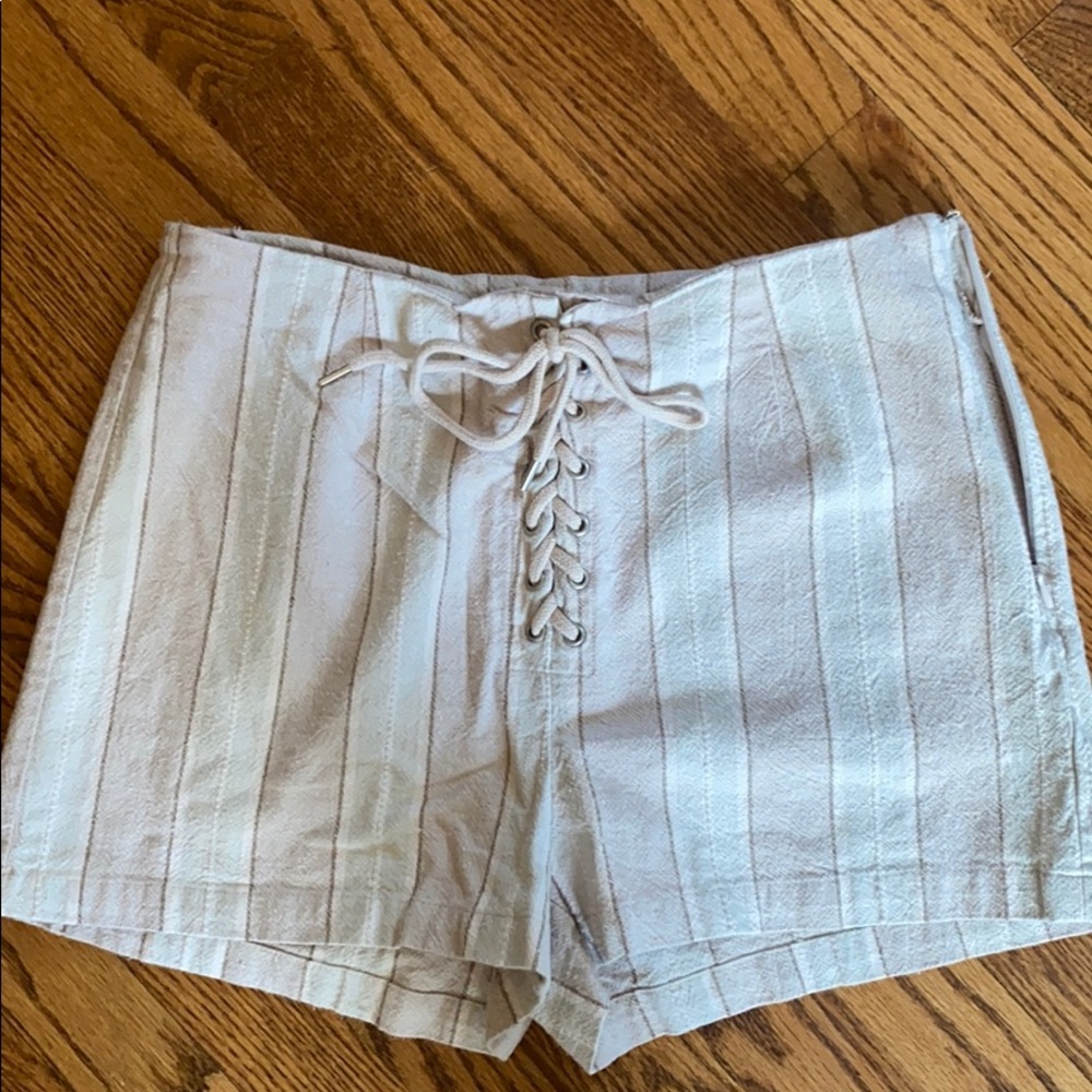 Striped lace up shorts